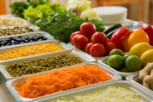Assortment of fresh vegetables close up. Food background