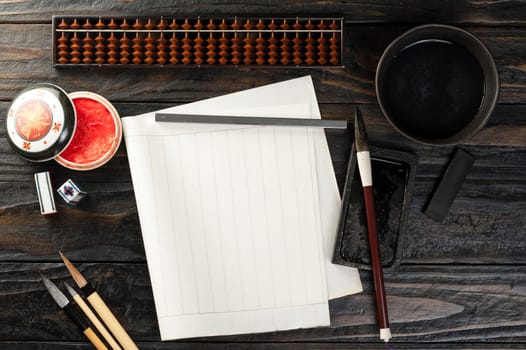 asia traditional desktop background, writing brush, inkstone