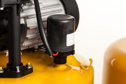 closeup details of automatic water pump isolated over white background