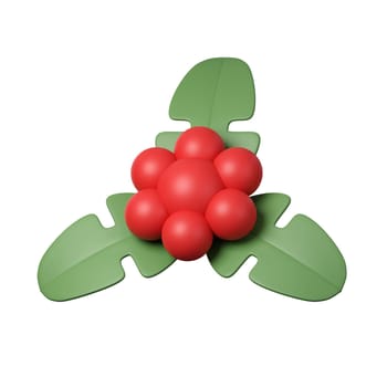 3d Christmas Holly tree icon. minimal decorative festive conical shape tree. New Year's holiday decor. 3d design element In cartoon style. Icon isolated on white background. 3d illustration.