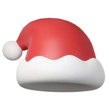 3d Christmas santa hat icon. minimal decorative festive conical shape tree. New Year's holiday decor. 3d design element In cartoon style. Icon isolated on white background. 3d illustration.