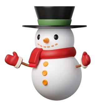 3d Christmas Snowman icon. minimal decorative festive conical shape tree. New Year's holiday decor. 3d design element In cartoon style. Icon isolated on white background. 3d illustration.