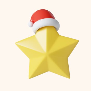 3d Christmas star icon. minimal decorative festive conical shape tree. New Year's holiday decor. 3d design element In cartoon style. Icon isolated on white background. 3D illustration.