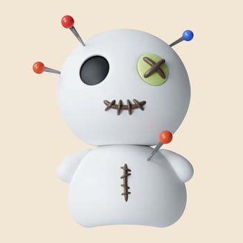 3d Halloween voodoo doll icon..