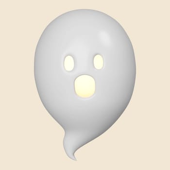 3d Halloween ghost icon. Traditional element of decor for Halloween. icon isolated on gray background. 3d rendering illustration. Clipping path..