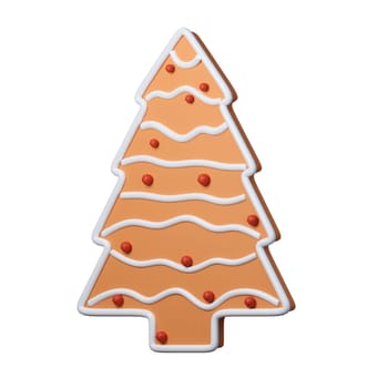 3d Christmas tree cookies smoke icon. minimal decorative festive conical shape tree. New Year's holiday decor. 3d design element In cartoon style. Icon isolated on white background. 3d illustration.
