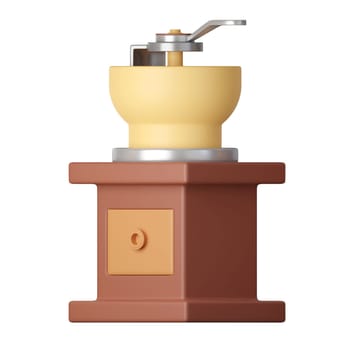 coffee grinder coffee bean maker Cartoon Style Isolated on a White Background. 3d illustration.
