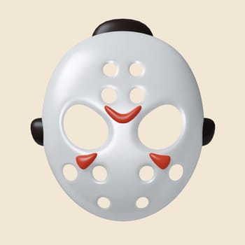 3d Halloween mask icon. Traditional element of decor for Halloween. icon isolated on gray background. 3d rendering illustration. Clipping path..
