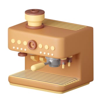 Coffee Machine Cartoon Style Isolated on a White Background. 3d illustration.