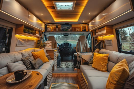 luxury living of camper van. camping concept.