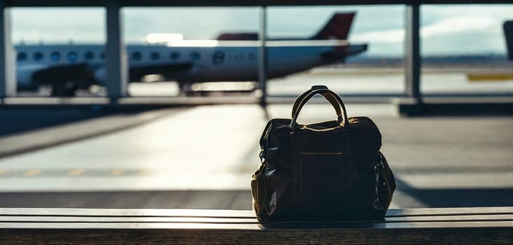 Bag at the airport. Generative AI. High quality photo