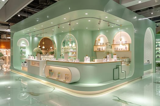 Luxury interior booth of cosmetic product.