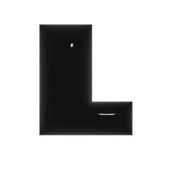 Black shiny metal shiny reflective letter L 3D illustration