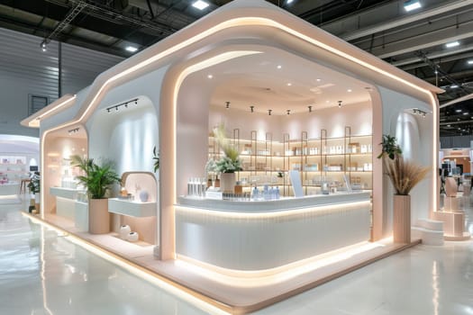 Luxury interior booth of cosmetic product.