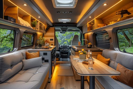 luxury living of camper van. camping concept.