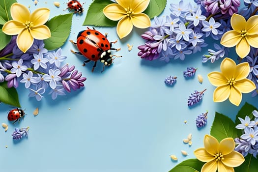 beautiful abstract background with bright flowers. AI generated image.