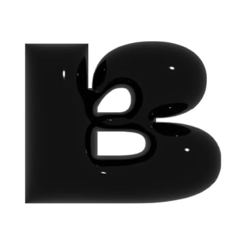 Black shiny metal shiny reflective letter B 3D illustration