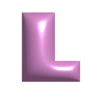 Pink shiny metal shiny reflective letter L 3D illustration