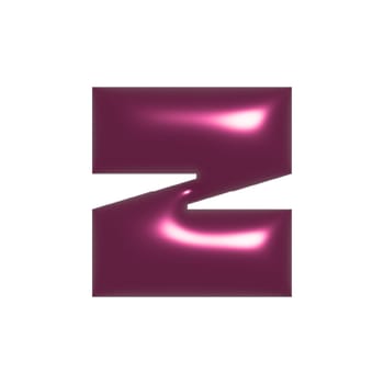Red shiny metal shiny reflective letter Z 3D illustration
