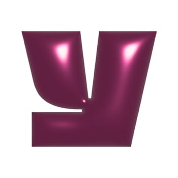 Red shiny metal shiny reflective letter Y 3D illustration