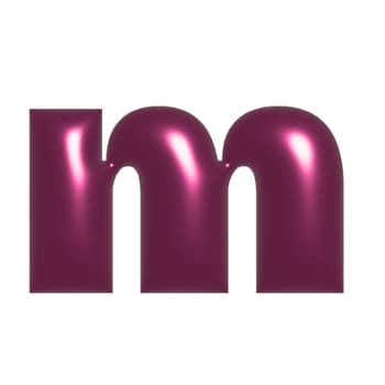 Red shiny metal shiny reflective letter M 3D illustration