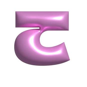 Pink shiny metal shiny reflective letter G 3D illustration