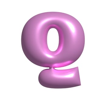 Pink shiny metal shiny reflective letter Q 3D illustration