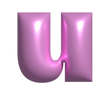 Pink shiny metal shiny reflective letter U 3D illustration