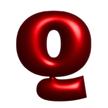 Red shiny metal shiny reflective letter Q 3D illustration