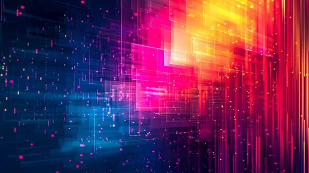 Vibrant abstract background featuring flowing digital data streams with bokeh effect