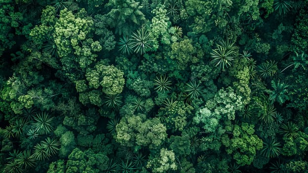 Top-down view of lush tropical forest from above, highlighting nature's textures