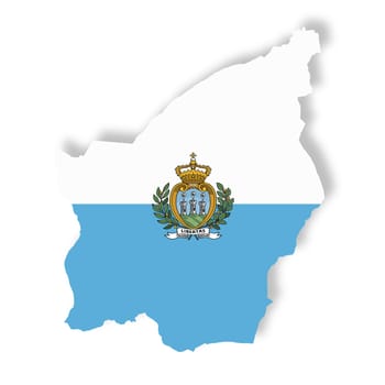 A San Marino flag map on white background with clipping path 3d illustration