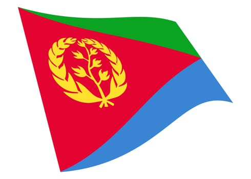 An Eritrea waving flag 3d illustration isolated on white with clipping path
