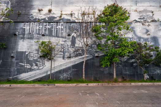 Beautiful wall art by the Corinthians Stadium. São Paulo, Brazil. March 13 2024.