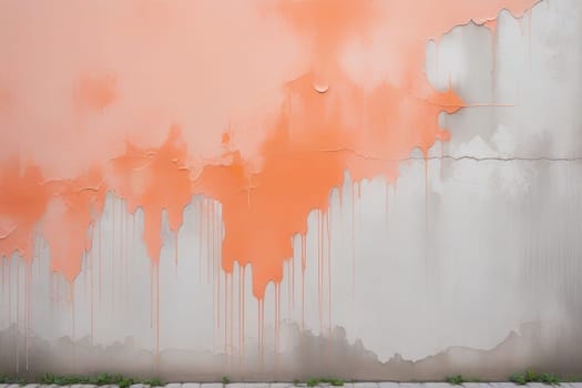 Paint Texture in peach Colors with visible Brush Strokes. Artistic background on a concrete wall. Demonstrating the colors of 2024 - Peach Fuzz