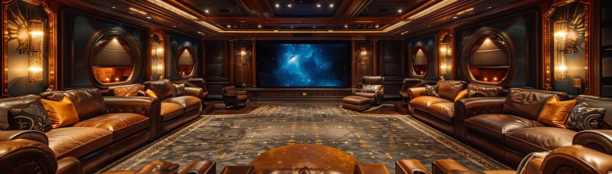 Luxurious home theater with plush seating and state-of-the-art sound systemup32K HD