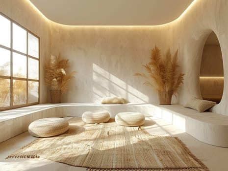 Minimalist meditation space with simple lines and a sense of calmhigh detailed