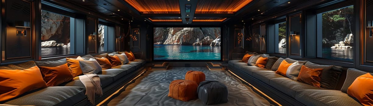 Luxurious home theater with plush seating and state-of-the-art sound systemup32K HD