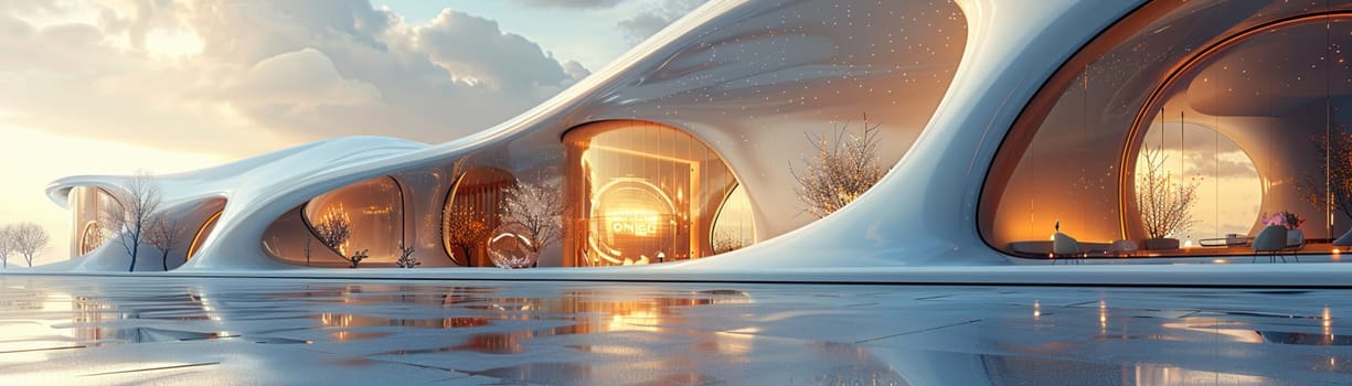 Futuristic lobby with interactive installations and high-tech featuressuper detailed