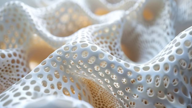 A close up of a white material with holes in it