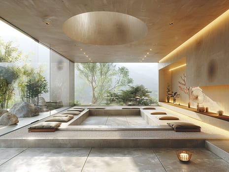 Minimalist meditation space with simple lines and a sense of calmhigh detailed