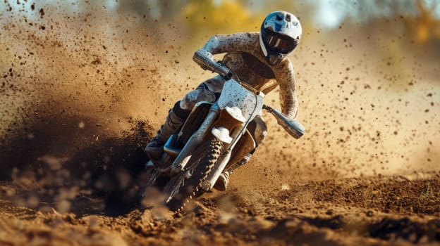 A person riding a dirt bike through mud and grass