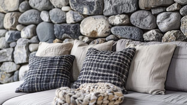 A couch with pillows and a pillow on top of it
