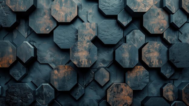 A close up of a wall with many different shapes and colors