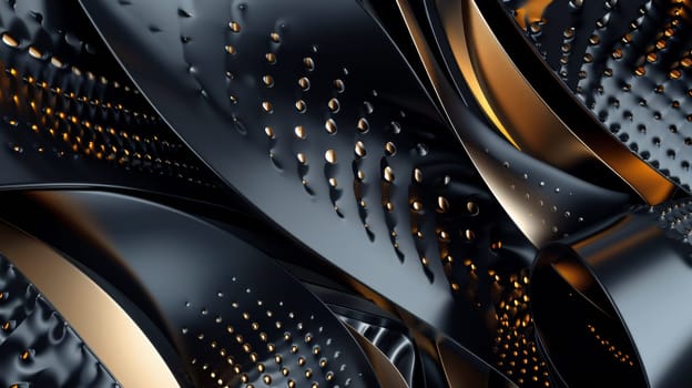 A close up of a black and gold patterned background