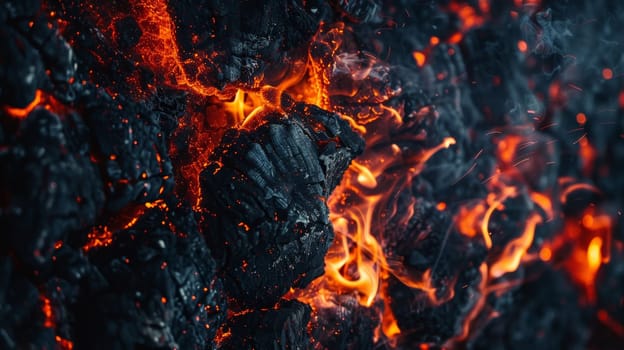 A close up of a fire and some flames on the ground