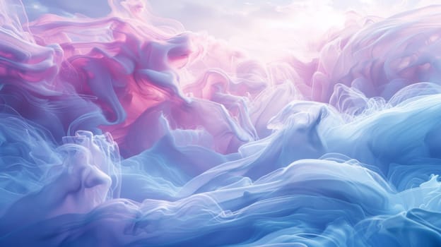 A painting of a blue and pink cloud formation