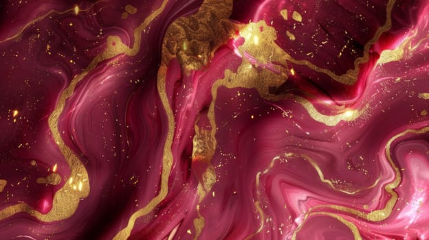 A close up of a red and gold marble pattern