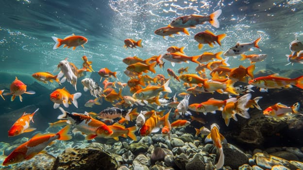 A large group of fish swimming in a body of water