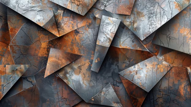 A large group of rusted metal pieces that are all different shapes